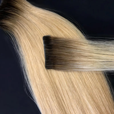 Invisible Tape-Extensions 45cm, 10 Stk. - Hellblond mit dunklem Ansatz